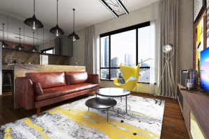 Дизайн-проект кухни-гостиной в стиле лофт.