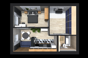 Расстановка мебели в 3D (однушка)