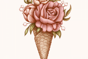 Рожок с пионами