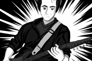 Портрет композитора Акира Ямаока в стиле манги