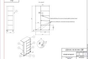 Габаритный чертеж на встроенный шкаф (Solidworks)