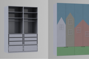 Рендер шкафа с наполнением в SolidWorks