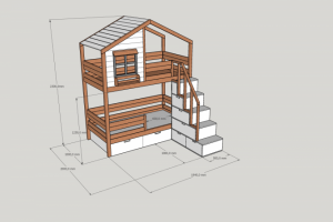Двухярусная детская кроватка SketchUP