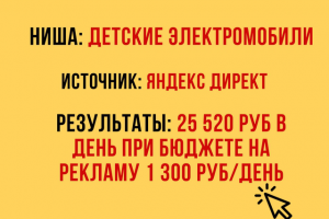 Яндекс Директ: детские электромобили в МСК