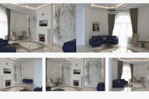 3д визуализация гостиной