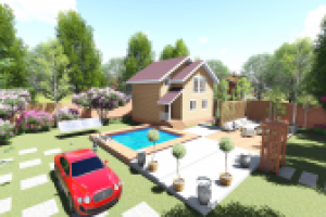 Ландшафтный дизайн, каркасный дом