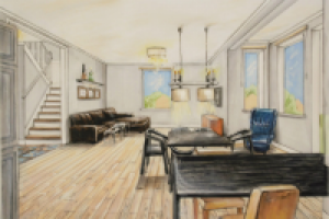 Эскиз гостиной. Ручная подача.