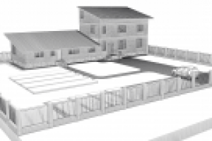 Эскизный вариант коттеджа из кирпича в 3d