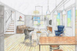 Гостиная. Рисунок от руки.