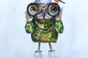 Сова в стиле Инги Пальцер (акварель)