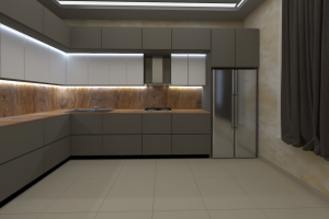 Визуализация (под заказ) Г - образной кухни в современном стиле.