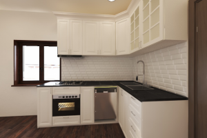 Визуализация (под заказ) угловой кухни в классическом стиле.