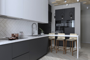 Проект однокомнатной квартиры студии  33 кв.м