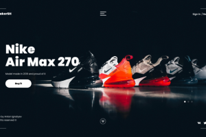 Дизайн первого экрана сайта Кроссовок Air Max 270