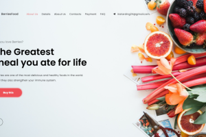 Первый экран сайта на тему Самых лучших фруктов, ягод в мире)