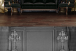 композиция: торшер-статуя Andrea Fanfani и диван Arte Mobilia