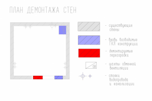 План демонтажа стен в санузле