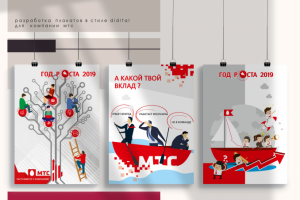 Разработка плакатов в стиле didital для компании мтс