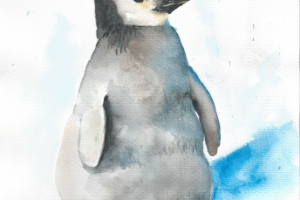 иллюстрация акварельная Пингвин