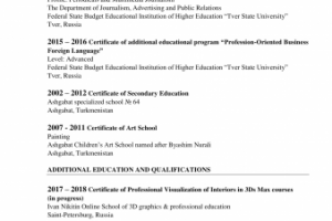 CV для поступления в ВУЗ