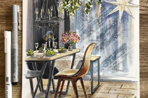 Скетч интерьера фрагмент