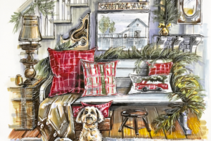 Скетч праздничного интерьера