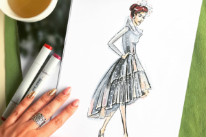 Скетч объемной юбки