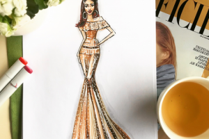 Скетч с золотистым платьем