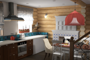 проект кухни-столовой в деревянном доме