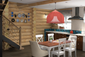 проект кухни-столовой в деревянном доме