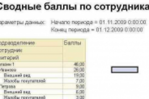 Оценка работы персонала по произвольным критериям