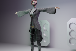 Mid-Poly 3D модель персонажа в стилистике киберпанк