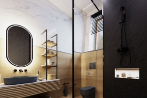 Современная душевая в загородном доме