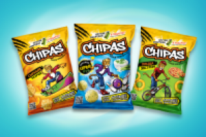 Логотип персонаж и дизайн упаковки Chipas