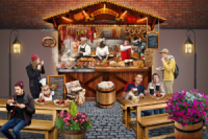 Торговая точка Гриль на ярмарке, фотоколлаж, обработка