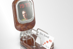 Часы-визитница из обсидиана