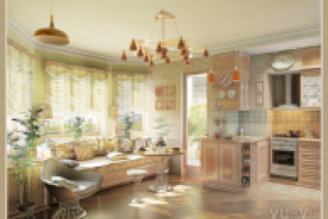 Кухня-гостиная. Общий вид. Дневное освещение.