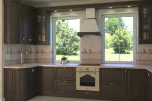 Разработка и визуализация кухни в загородном доме