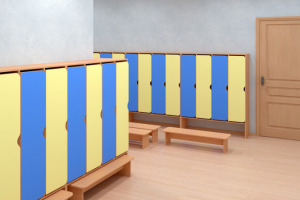 Промо-визуализация детских шкафчиков для раздевалки