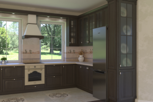 Разработка и визуализация кухни в загородном доме