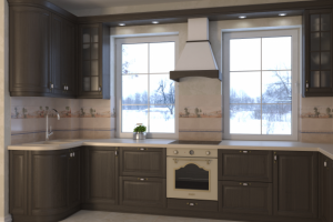 Разработка и визуализация кухни в загородном доме