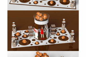 3D сцена бренд зоны «Nutella» для раздачи сэмлов продукта.