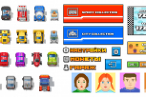 Часть графики для игры Speedy Road (пиксельарт,блочный стиль)