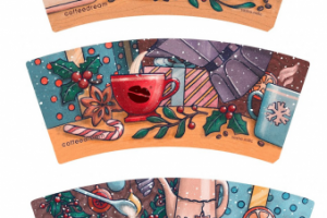 Новогодний дизайн стаканчиков для кофейни