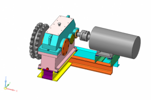 Цилиндрический редуктор с цепной передачью и мотором