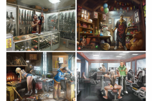 Иллюстрации локаций для игры Улицы