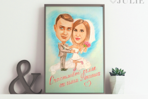 Шарж по фото сухой пастелью