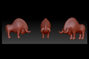 Стилизованная скульптурка быка для печати.