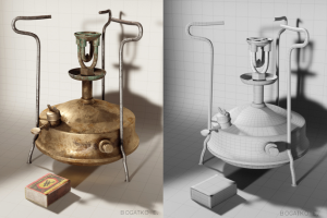 3D моделирование. Старый примус и спички.