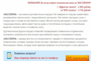 Описание товара. Ортопедическая подушка массажная.